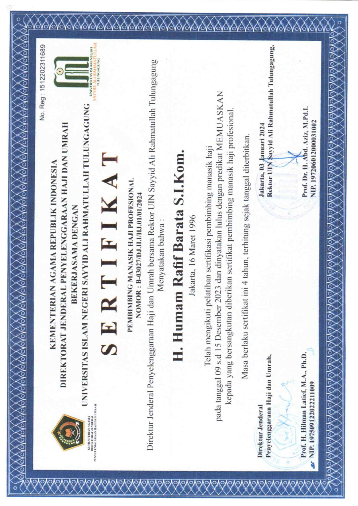 Sertifikat Pembimbing & Tour Leader